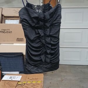 My Michelle Black Ruched Sleeveless Shirt